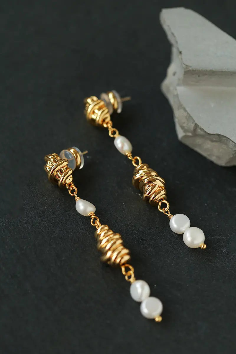 Vintage Twisted Knot Baroque Pearl Drop Earrings Miya Atelier-Shenzhen