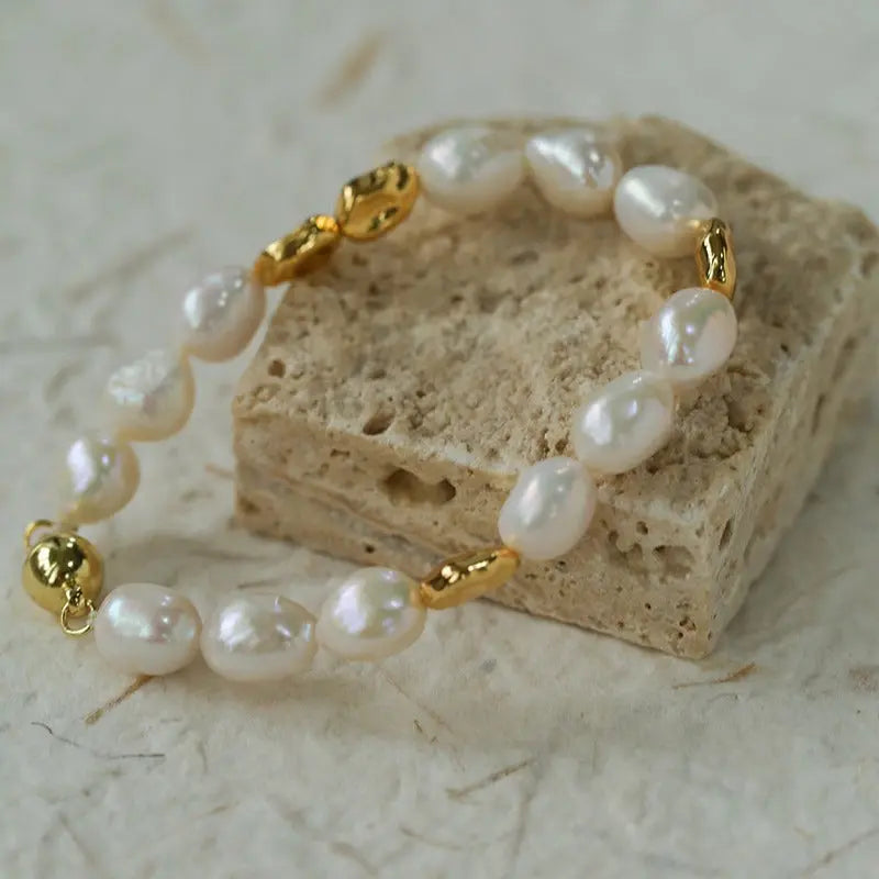 Irregular Metal Sheet & Pearl Bracelet Miya Atelier-Shenzhen