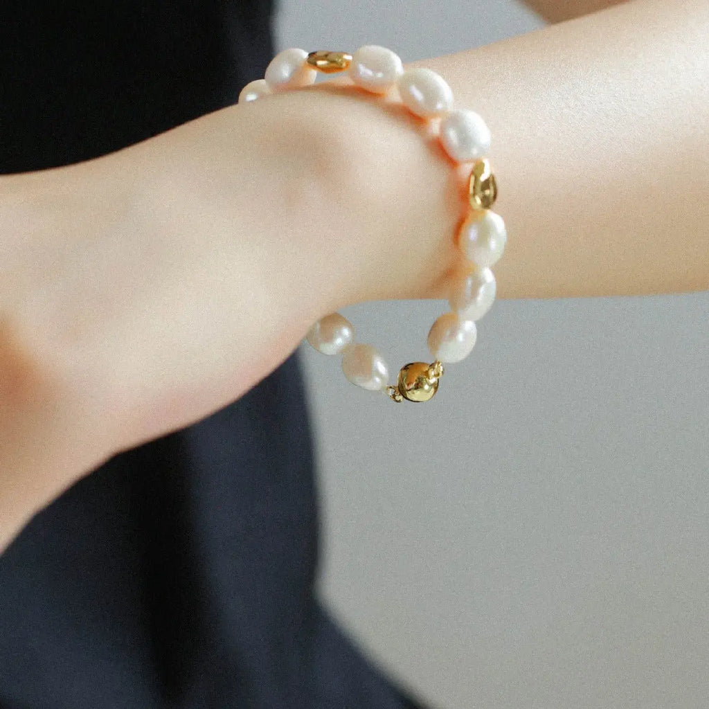Irregular Metal Sheet & Pearl Bracelet Miya Atelier-Shenzhen