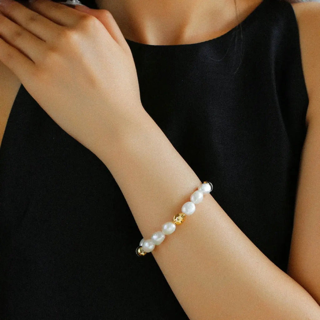 Irregular Metal Sheet & Pearl Bracelet Miya Atelier-Shenzhen
