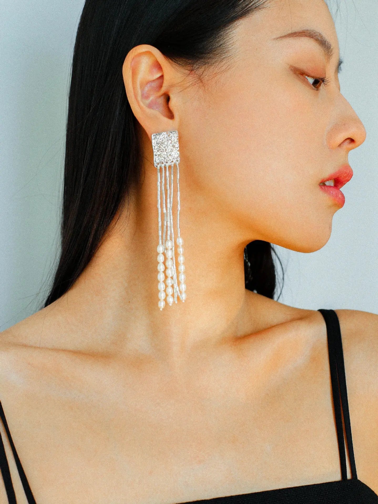 Lava-Textured Square Tube Earrings Miya Atelier-Shenzhen